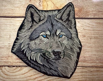 Toppa animale lupo, distintivo fauna selvatica, toppa grande, toppa ricamata, accessorio per abbigliamento, toppa da cucire, toppa da stirare
