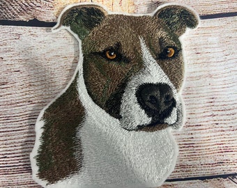 Pit Bull Patch, Brown Pitbull Dog Patch, Pet Patch, Embroidered Patch Embellishment, clothes accessory, sew on patch, iron on patch