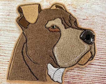 Écusson Pit Bull brun moyen, insigne pour chien, écusson pour animal de compagnie, décoration brodée, pièce thermocollante, écusson à coudre, réparation de trous