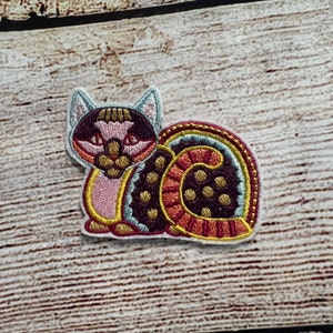Katzen Aufnäher, Kitty Cat Patch, Kaleidoskop Katze Patch, Bunte Patch, Gestickte Dekoration, Bügelbild, aufnähen, Loch reparieren