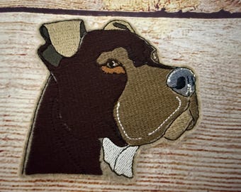 Écusson Pit Bull brun foncé, insigne chien Pitbull, écusson pour animal de compagnie, décoration brodée, pièce thermocollante, écusson à coudre, réparation de trous