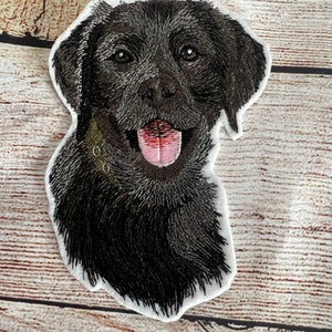 Black Lab Dog Patch, Pet Patch, Large patch, Embroidered Patch Embellishment, clothes accessory, sew on patch, iron on patch