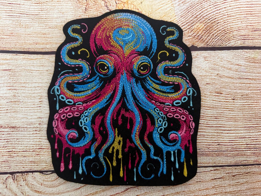 Psychedelic Octopus Patch, Colorful Large Badge, Collectable ...