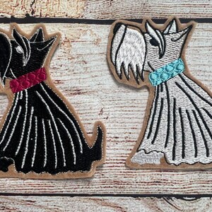 Scottie Dog Patch, Black Scottie Patch and White Scottie Patch Embellishment, clothes accessory, sew on patch, iron on patch