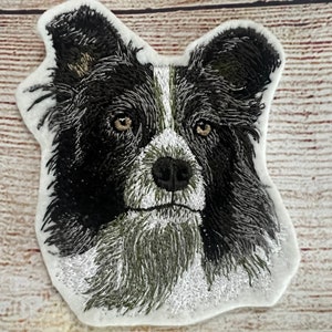 Border Collie Dog Patch, Pet Patch, Large patch, Embroidered Patch Embellishment, clothes accessory, sew on patch, iron on patch