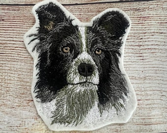 Patch border collie, huisdier patch, grote patch, geborduurde patch versiering, kledingaccessoire, naai patch, opstrijkbare patch
