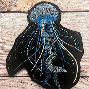 Jellyfish Patch, Large patch, Collectable Embroidered Patch Embellishment, clothes accessory, sew on patch, iron on patch