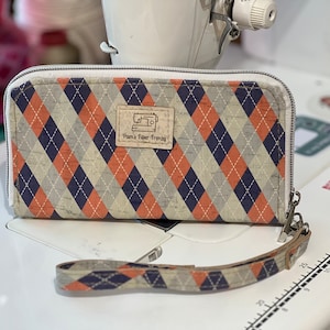 Cartera de corcho, cartera de diseño de corcho a cuadros naranja, cartera de mano de corcho portugués, carteras de mujer, cartera de moda, cartera de mano