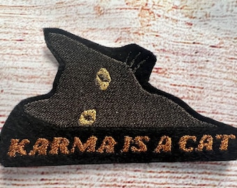 Taylor Karma Is A Cat 2.25”x4” Swift Midnights Patch, Jacket and Hat embellishment, Embroidered decoration, iron-on patch, sew on patch
