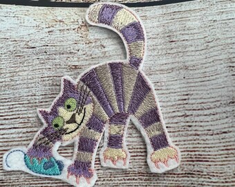 Katze hat eine Maus gefangen Patch, Kitty Cat Patch, Gestickte Dekoration, kleiner Flicken, Bügelbild, aufgenäht