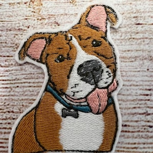 Pit Bull Light Brown Patch, Embroidered decoration, iron-on patch, sew on patch