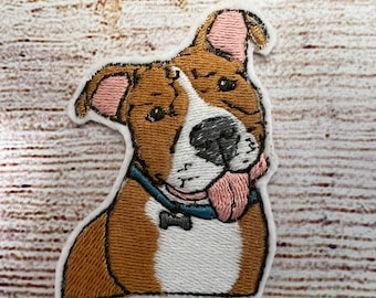 Pitbull BW Patch, Gestickte Dekoration, Bügelbild, Aufnäher zum aufnähen