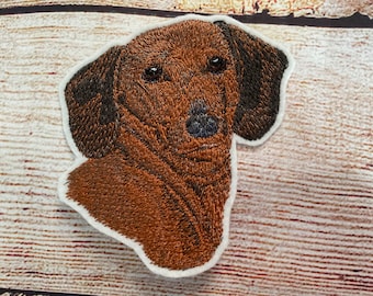 Dachshund Dog Patch, Pet Badge, Large patch, Embroidered Patch Embellishment, clothes accessory, sew on patch, iron on patch