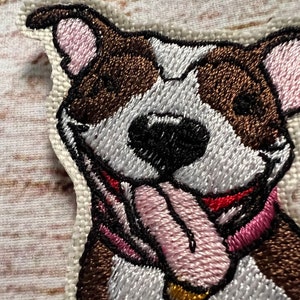 Pit Bull dunkelbraun Patch, Gestickte Dekoration, Bügelbild, aufgenäht