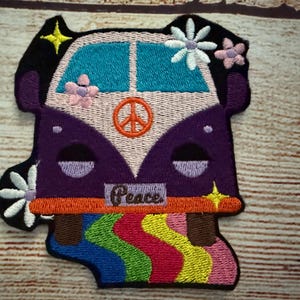 Patch bordado Hippy Van, decoração de emblema Boho, patch para roupas, patch para passar a ferro, patch para costurar