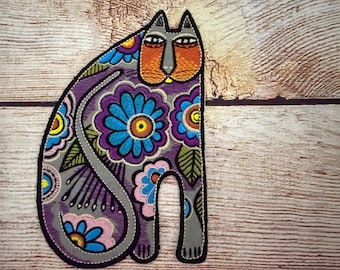 Cat Patch, Katze Aufnäher, Bügelbild Bunt, Kitty Patch, Gestickte Dekoration, Bügelbild