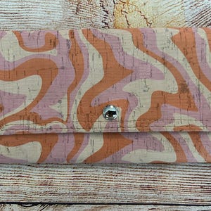 Cartera de corcho de diseño, carteras de mujer, monederos finos de moda, carteras de mano, monedero coral y rosa, cartera para tarjetas de crédito para ella