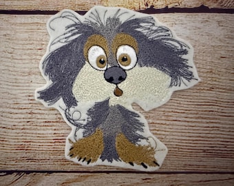 Crazy Dog Patch, Cartoon Dog Badge, Mongrel Dog Patch, Embroidered decoration, iron-on patch, sew on patch, hole repair