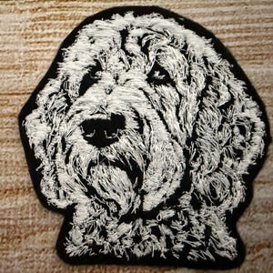 Goldendoodle Patch, Labradoodle 4”x4” Embroidered Patch, Embellishment, clothes accessory, sew on patch, iron on patch