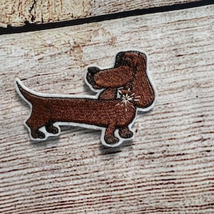 Dachshund Patch, Dog Patch,  Priveledged Pet Patch, Small Patch, Embroidered decoration, iron-on patch, sew on patch, hole repair