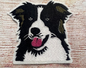 Bordercollie-patch, hondeninsigne, huisdierpatch, grote patch, geborduurde decoratie, patch voor kleding, opstrijkpatch, naai de patch