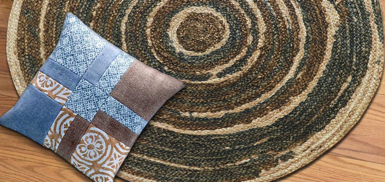 Braided Round Jute Door Mat/rug grey 80cm Etsy