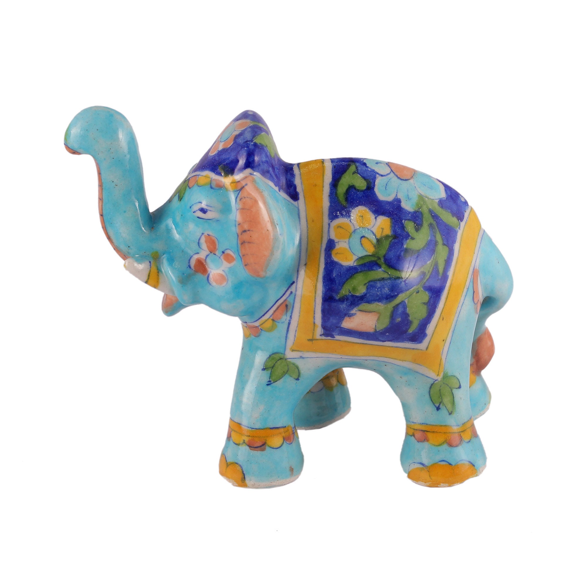 Colorful Ceramic Floral Elephant Sculpture Figurines