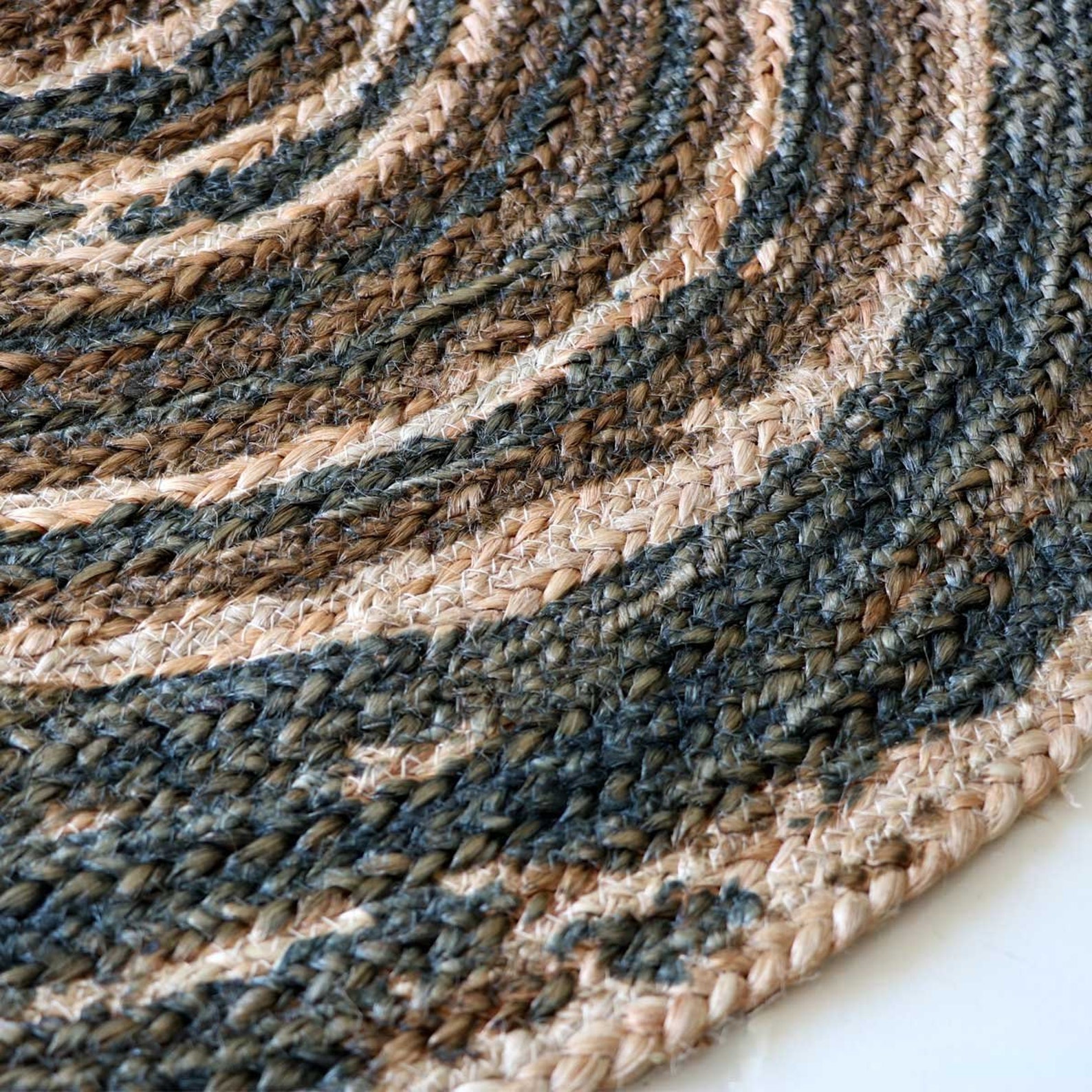 Braided Round Jute Door Mat/rug grey 80cm Etsy