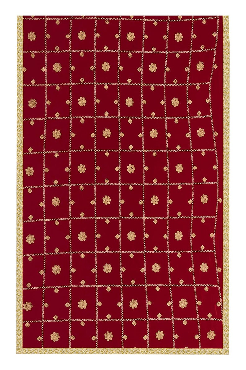 New Beautiful Women /& Girl Dupatta Chiffon Heavy Work Embroidered Work Dupatta Color Maroon/_ Free Size