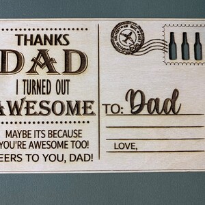 Vatertag Holz Postkarte Dank Papa Bier Karte