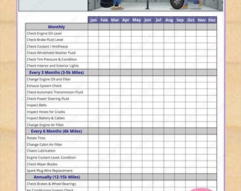 Car Maintenance Checklist Printable - Vehicle Service Log - Auto Maintenance Tracker - Instant Download PDF