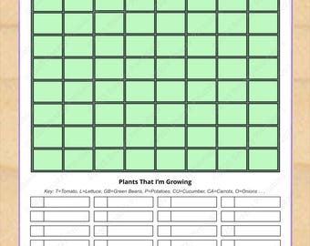 Printable Garden Design Layout, Vegetable Gardening Planner Grid, Raised Bed & Planting Map, Garden Planning - Instant Download PDF