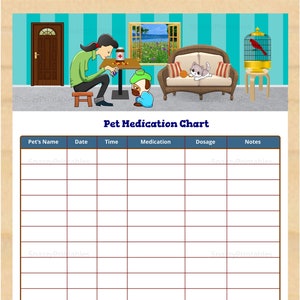 Fillable Pet Medication Chart Printable Cat Dog Medication Schedule