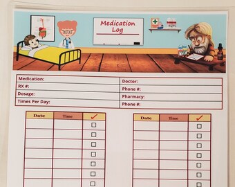 Dry Erase Medication Log, Laminated Medication Schedule, Medicine Reminder