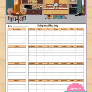 Registro diario de nutrición imprimible, diario de alimentos, registro de calorías y nutrientes – Descarga instantánea en PDF imagen 1