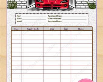 Car Repair Log Printable, Auto Service Tracker for Vehicle Maintenance - Instant Download PDF