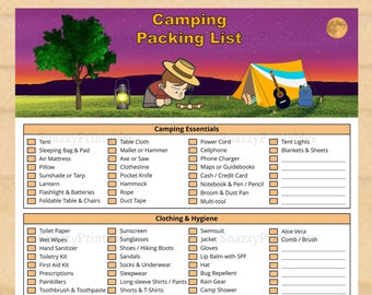 Printable Camping Packing Checklist, Camping Trip List - Instant Download PDF