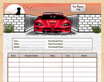 Editable Car Repair Log Printable, Vehicle Maintenance Schedule, Cars, - Instant Download, PDF