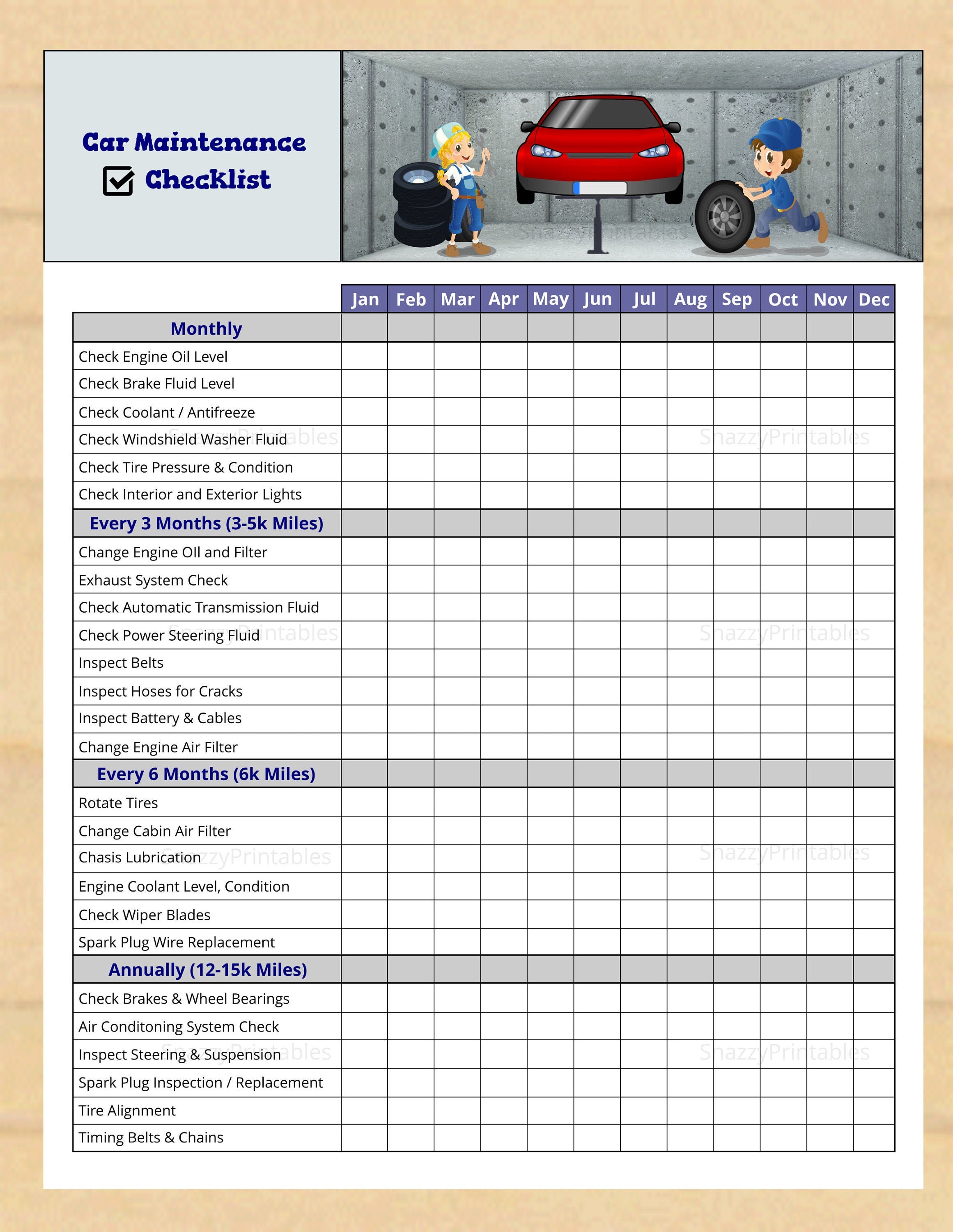Car Maintenance Checklist Printable Vehicle Maintenance - Il Fullxfull.2418178726 S5uv