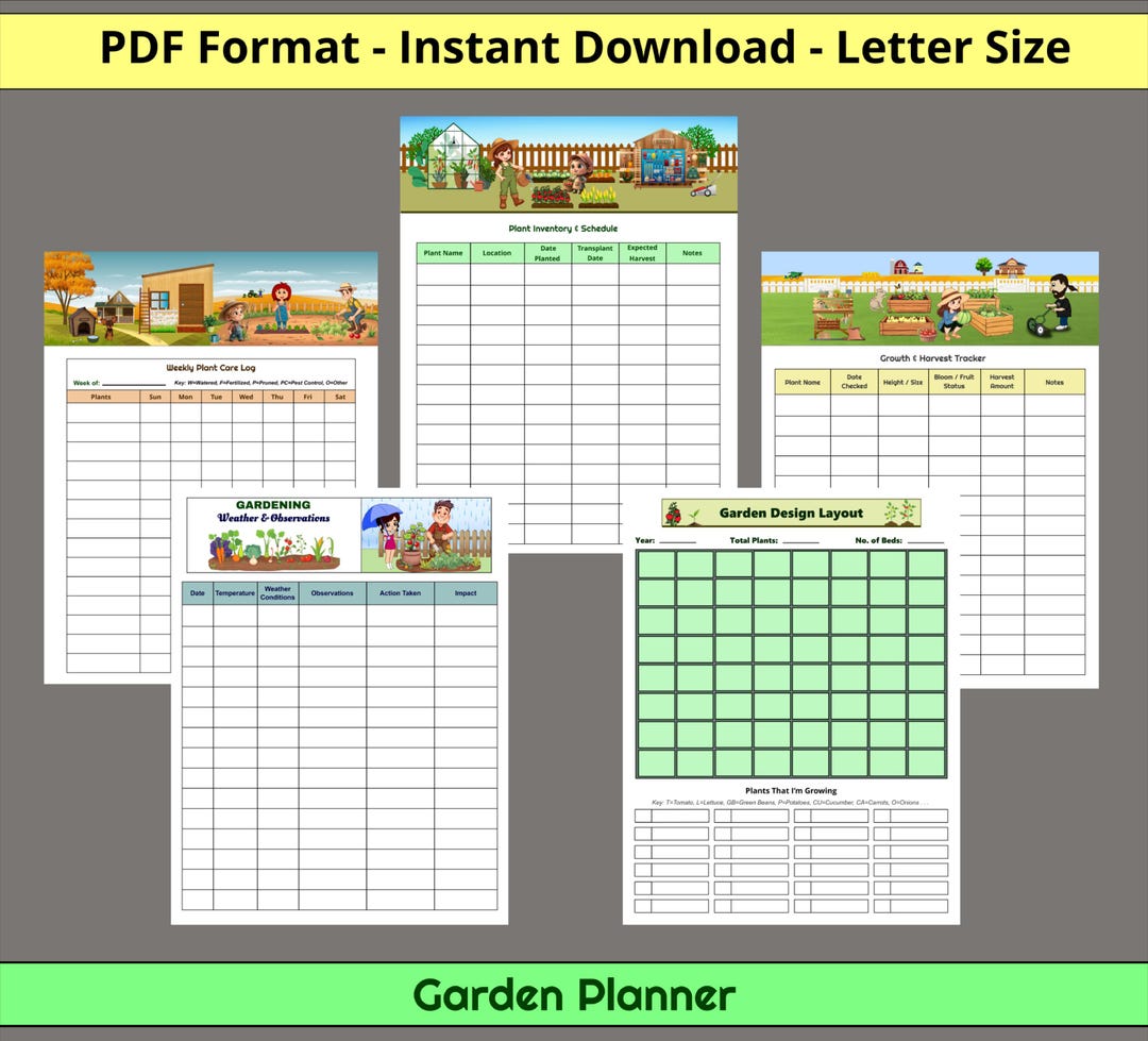 Printable Garden Planner Bundle - Plant Schedule, Plant Care Log ...