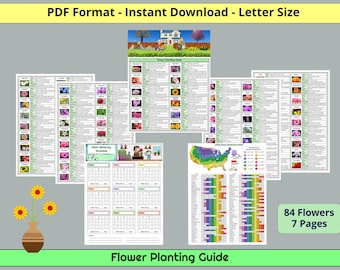 Printable Flower Planting Guide - 84 Photos | Flower Care Instructions | Hardiness Zones Chart | Watering Log