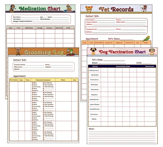 Printable Pet Care Charts