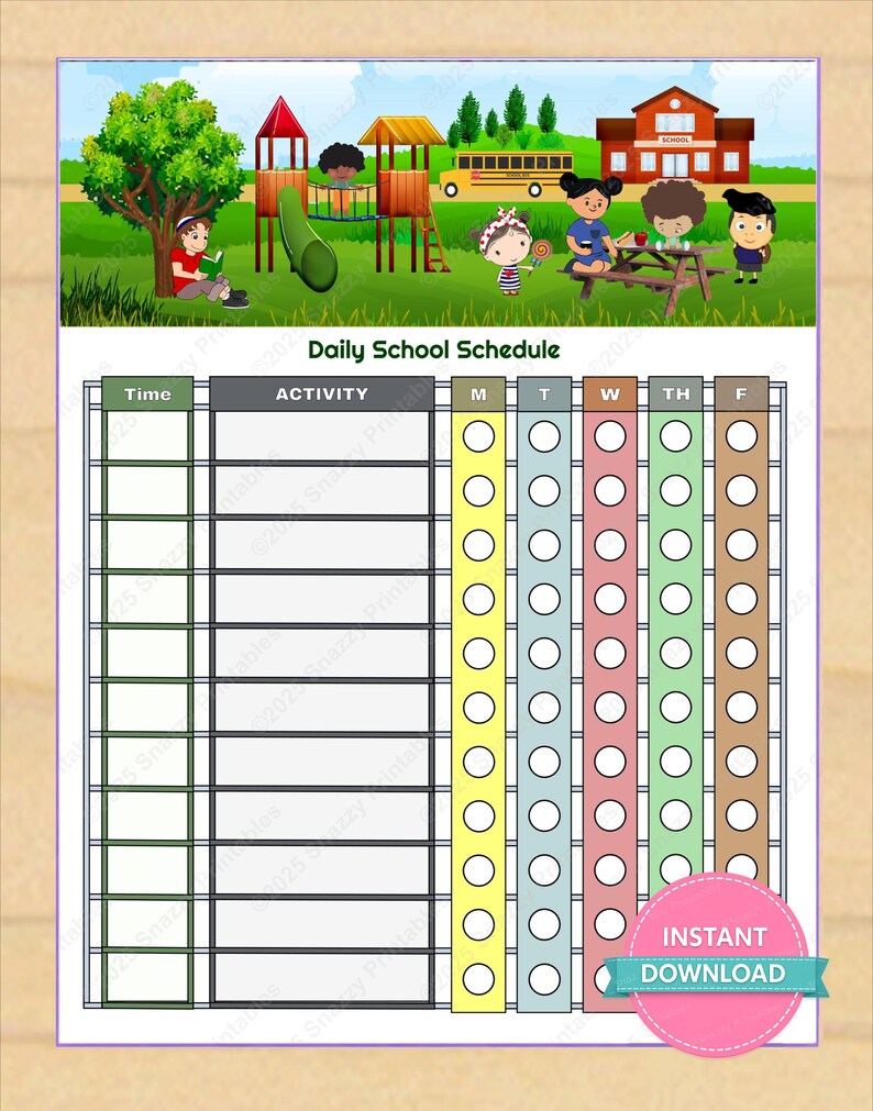 School Routine Times Printable Daily School Schedule, Student Routine Chart, Classroom ...