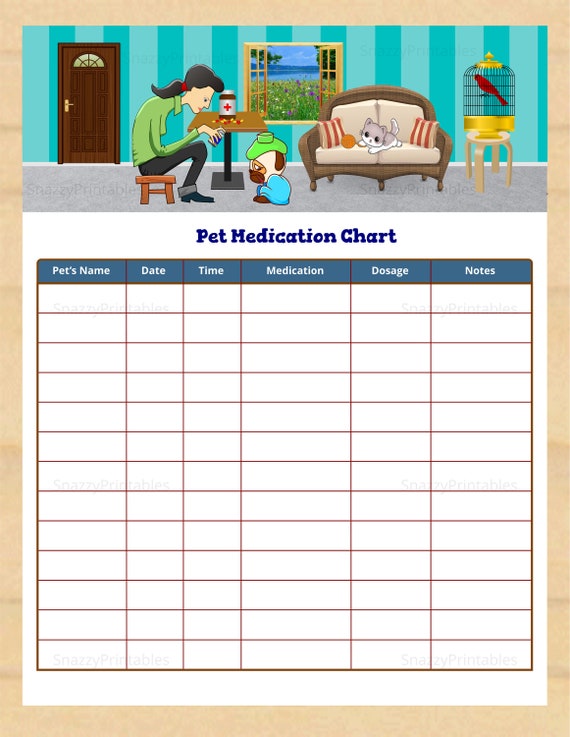 Pet Medication Chart Printable Dog Medication Schedule Cat Medication 