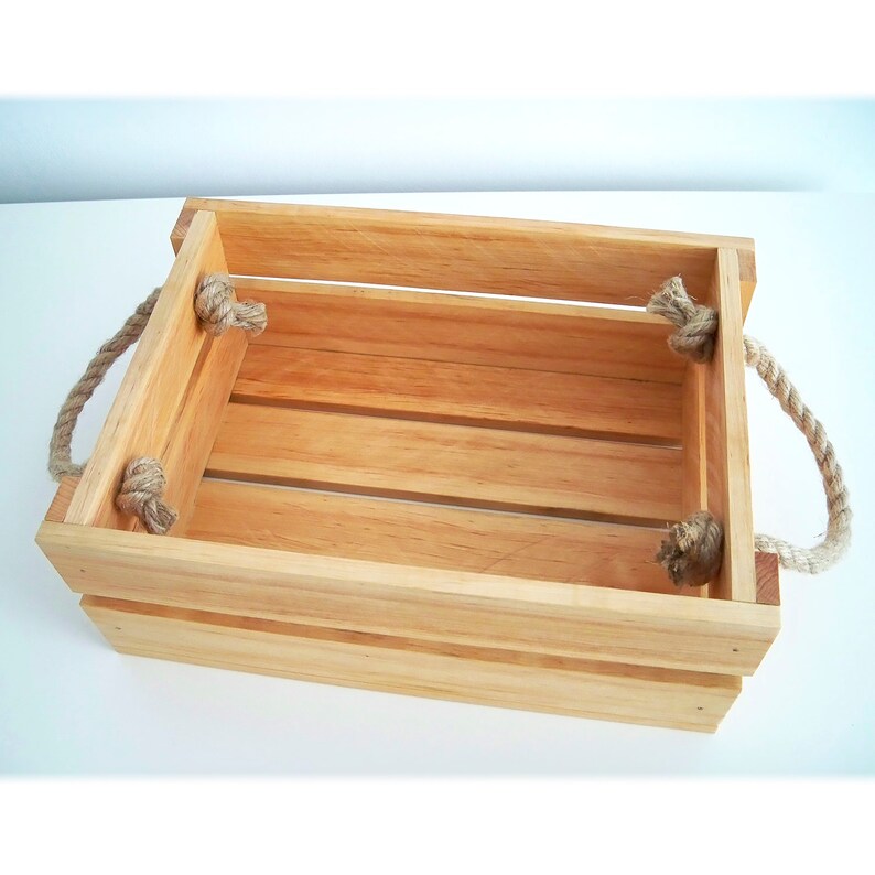 Wooden Crate With Rope Handles Wooden Crate for storage Etsy