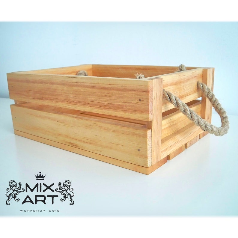 Wooden Crate With Rope Handles Wooden Crate for storage Etsy