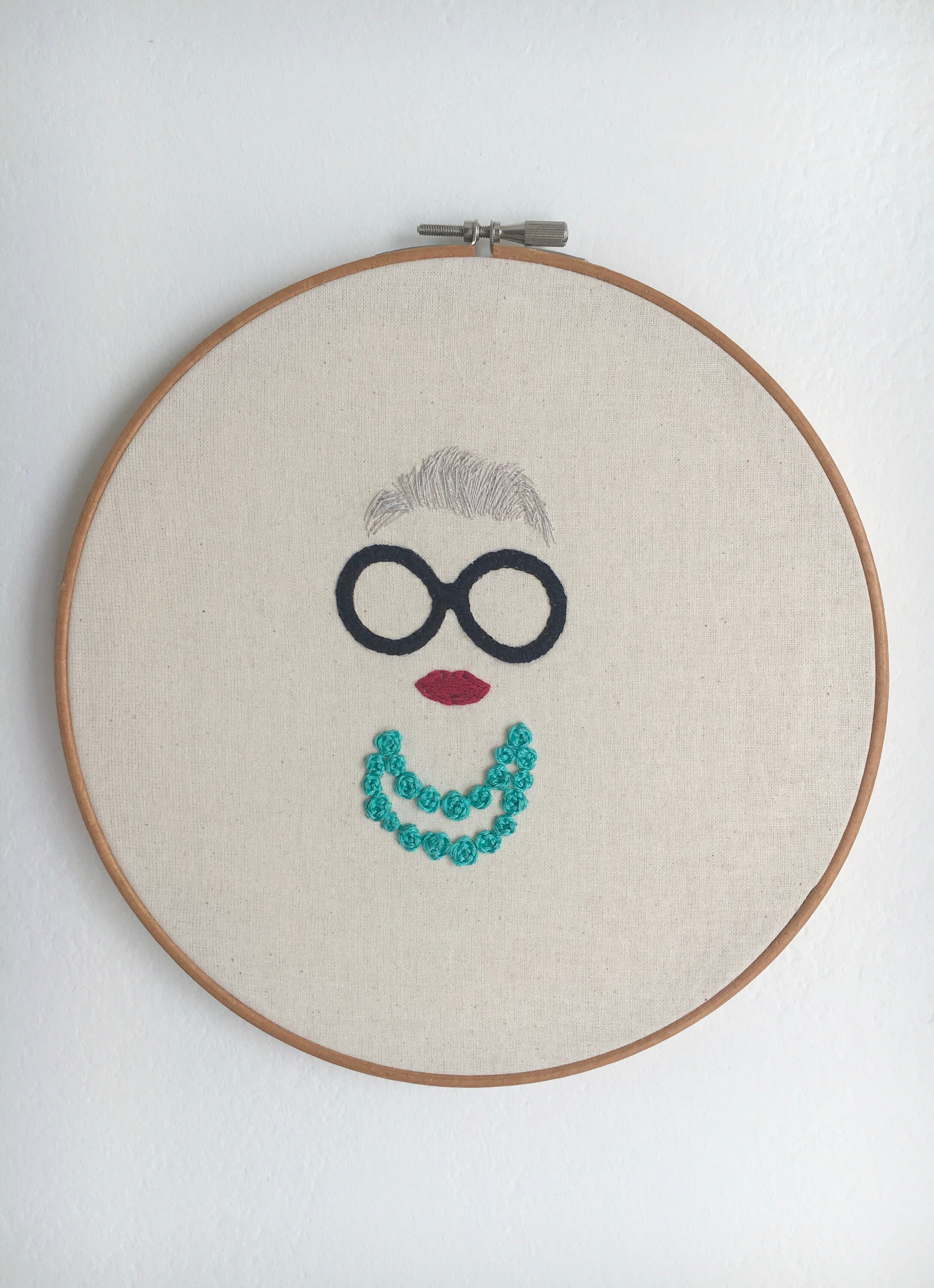 Iris Apfel PDF Embroidery Pattern Instant Download Iconic Women Wall