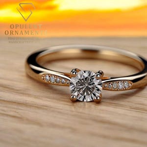 2CT Round Cut Moissanite Engagement Ring, Solitaire Ring, 14k Solid Gold Ring, Anniversary Ring, Bridal Ring, Personalized Gift Ring For Her