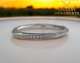 14k gebogenes Verlobungsring | Echt Gold Ehering | 2,5 MM Gebogenes Band | Kontur Stapelbarer Ring für Verlobung & Hochzeit
