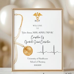 Nurse Practitioner Graduation Table Sign, Size 8x10 | NP Party Decor | Nursing Graduation | Nursing School Graduation | Editable Template